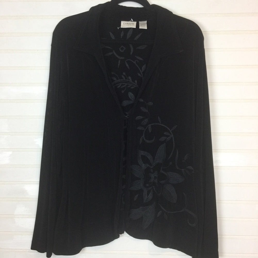 NWOT Chico’s Black Long Sleeve Cardigan size 3